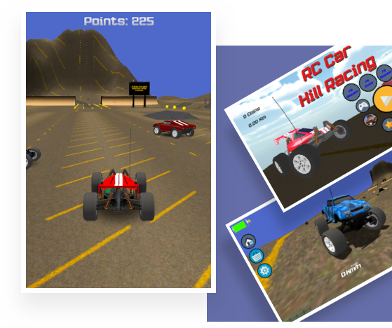 Hill racing car and track