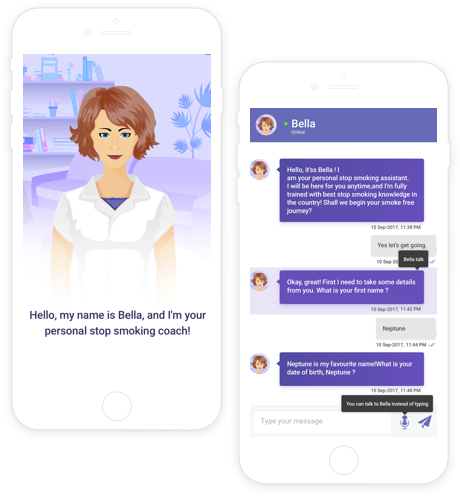 Bella Chatbot cahtting layout