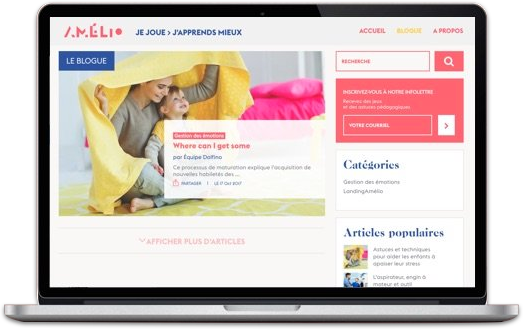 Amelio Website Layout inside a laptop