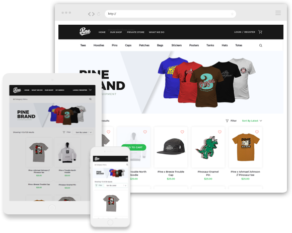 Pine Printshop responsive layout image